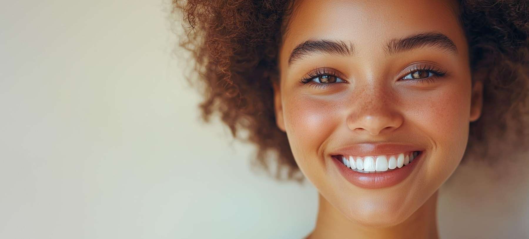 A smiling woman with whitened teeth