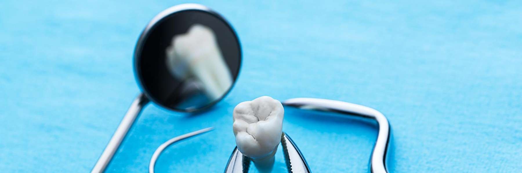 An image of a tooth and dental tools