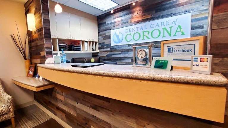Front desk of Dental Care of Corona