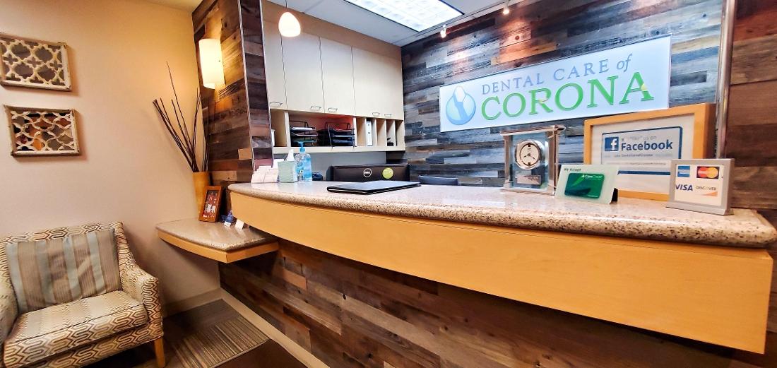 Front desk at Dental Care of Corona