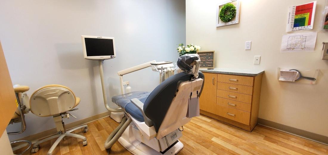 A dental treatment room at Dental Care of Corona